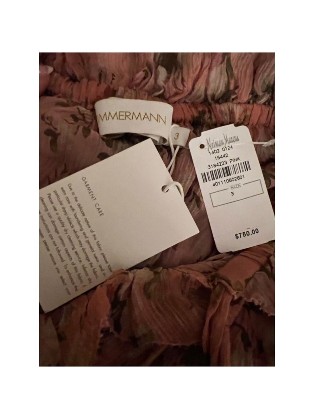 NWT Zimmermann Silk Espionage Midi Dress in Rosewood Floral Size 3= US 8/10 - Picture 7 of 7